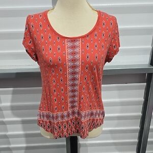 Lucky Brand Red and Blue Graphic‎ Short Sleeve Tee